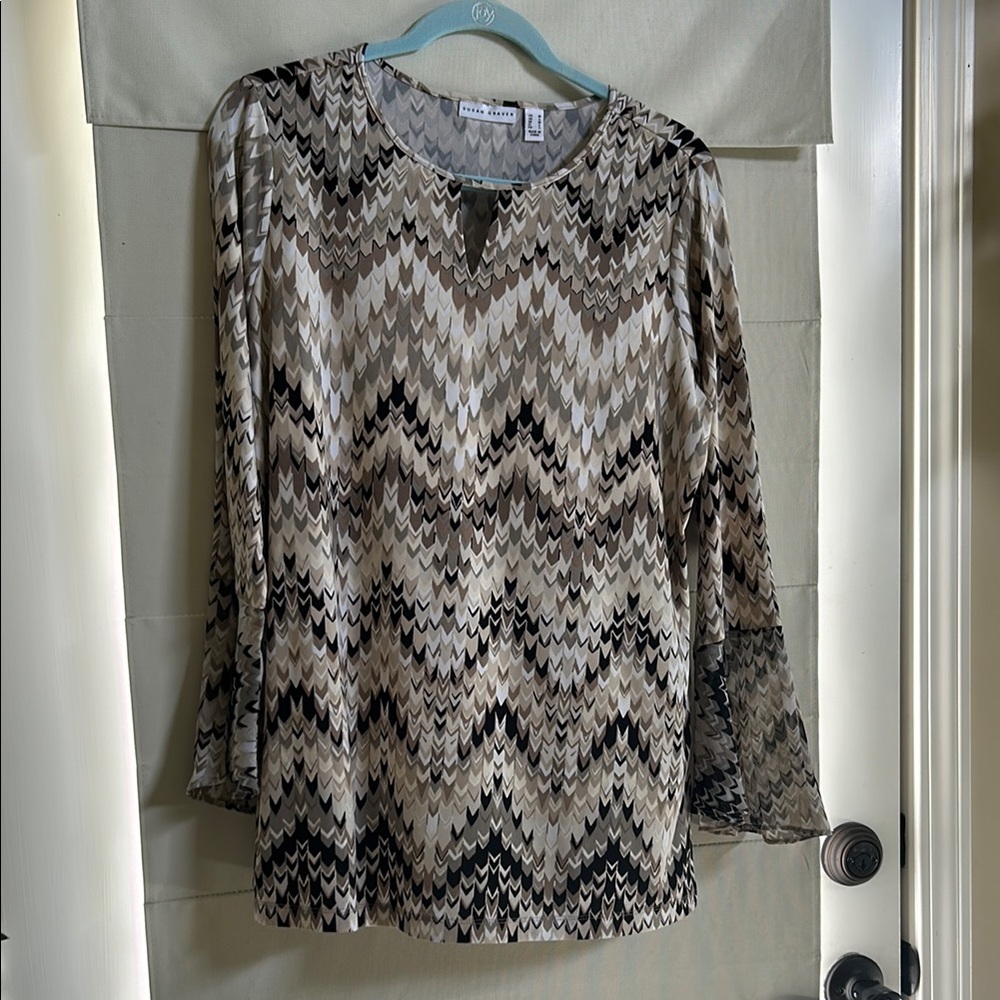 Black and Tan Zigzag Women's Top by Susan Graver